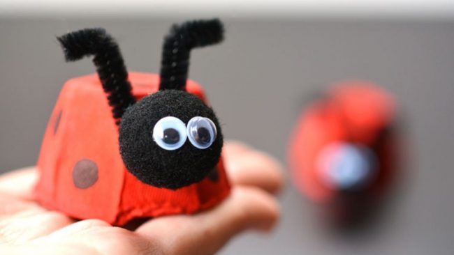 Egg Carton Ladybugs Kids childcare DIY activity: Egg Carton Ladybugs
