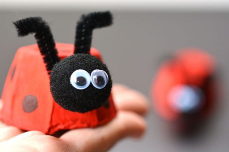 Egg Carton Ladybugs Kids childcare DIY activity: Egg Carton Ladybugs
