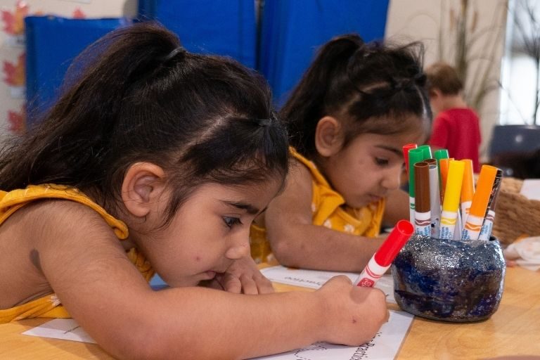 jan-blog-FAQs About Kindergarten Your Questions Answered. Kids in the centre colouring a paper with markers - Your ELC Blog Image