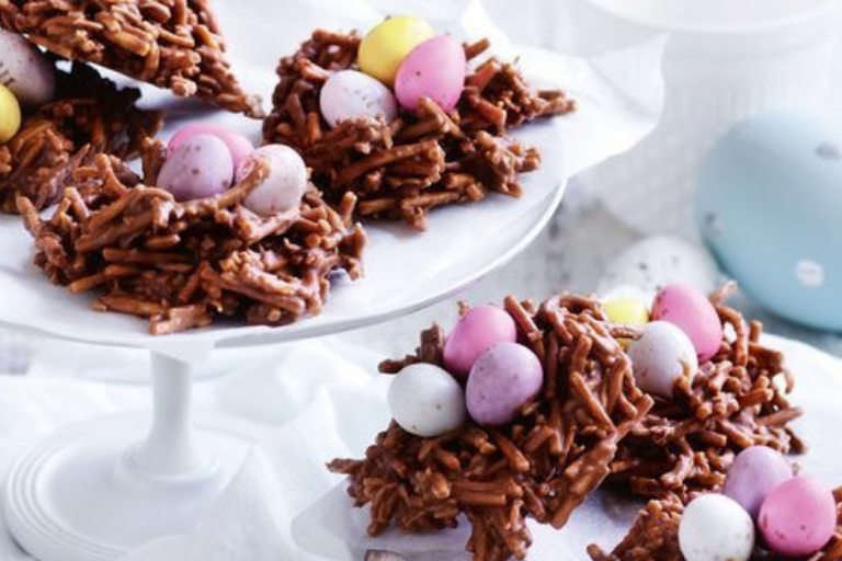 Easter Egg Nests Chocolate easter egg nests on a table - Recipe of the month - Your ELC